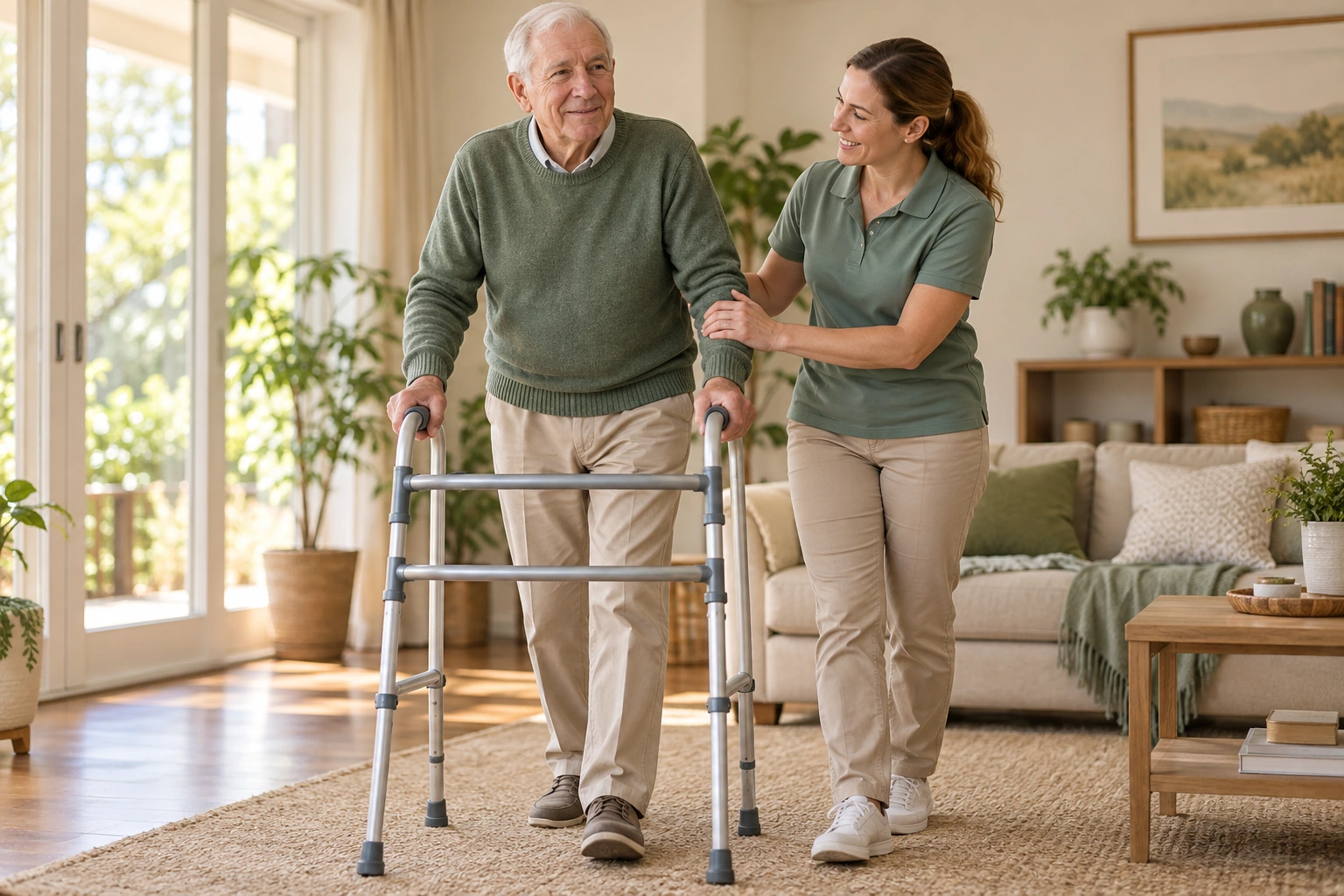 Reprise de la marche avec une aide après une fracture des branches pubiennes