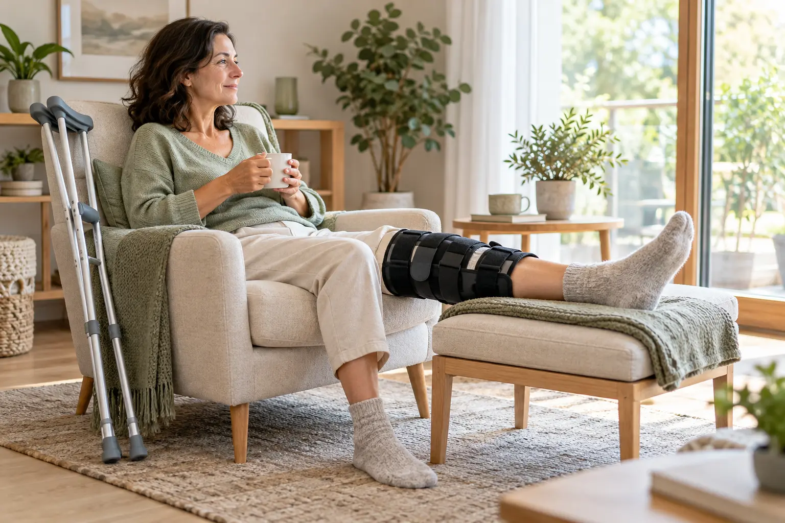 Traitement non chirurgical d’une fracture intra-articulaire du fémur avec attelle et béquilles