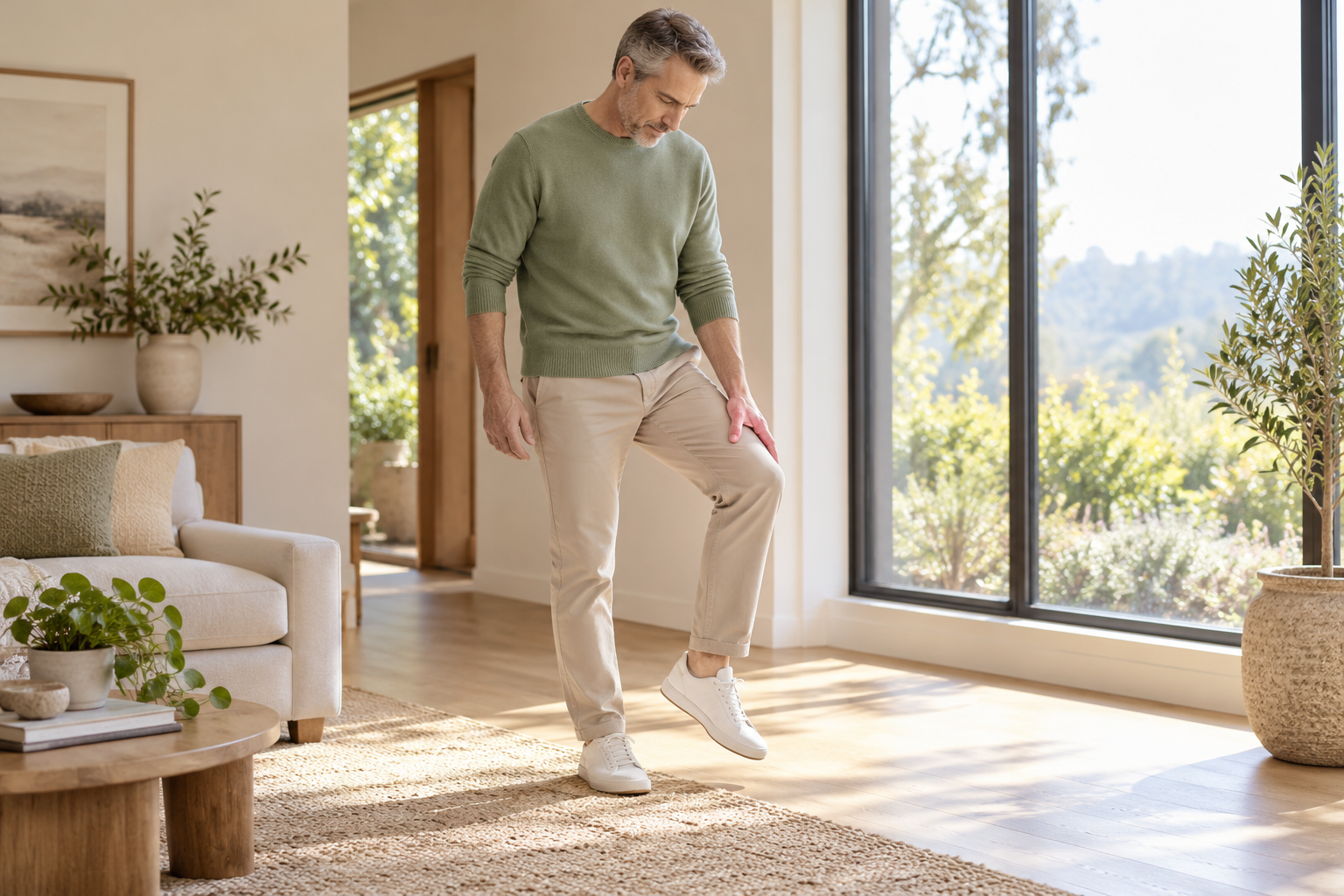 Patient réfléchissant à ses symptômes d'un kyste meniscal