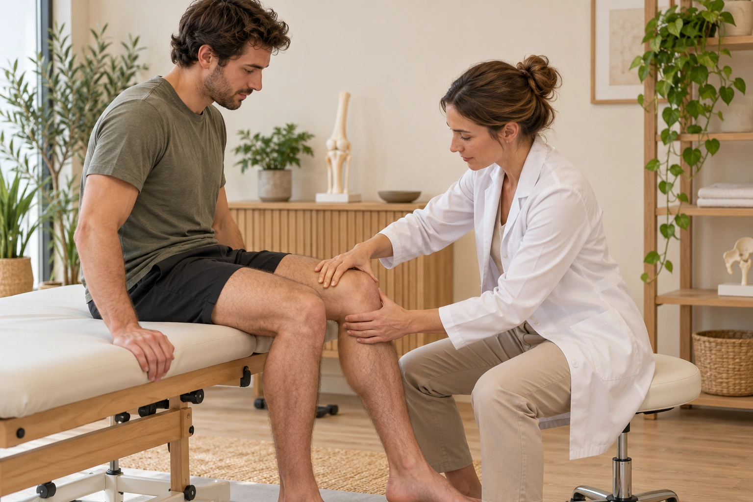 Lésions et ruptures tendineuses : examen clinique du genou en consultation