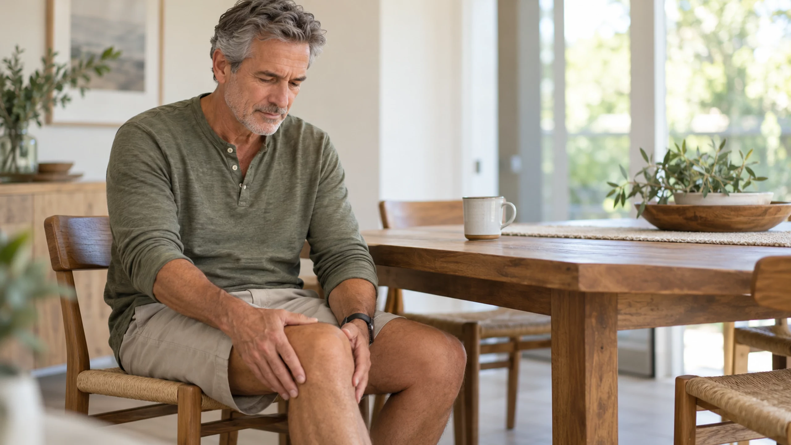 Patient présentant une gêne au genou, situation pouvant amener à discuter Lipogems®