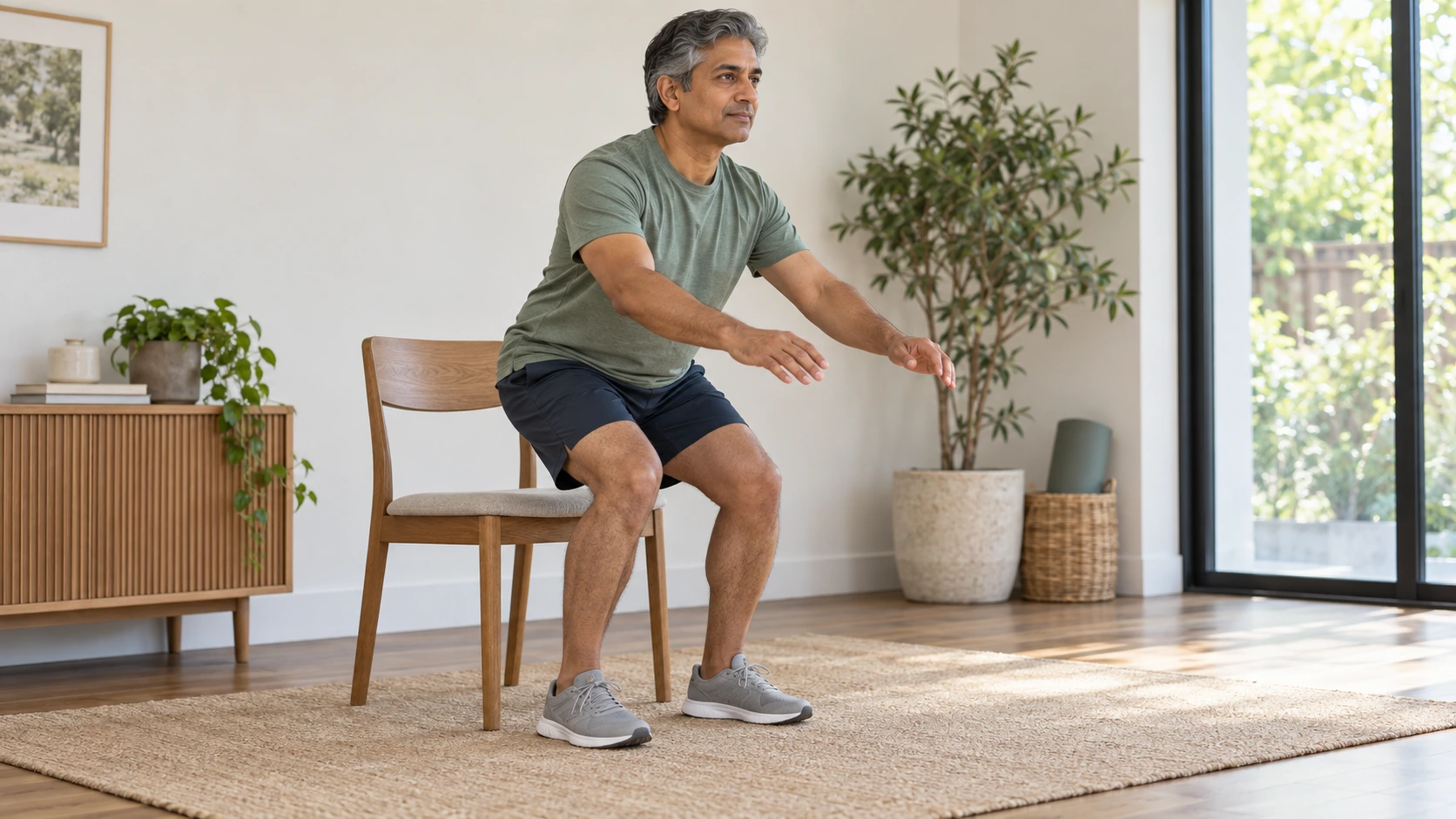 Luxation de la rotule : homme réalisant un exercice contrôlé pour renforcer son genou.