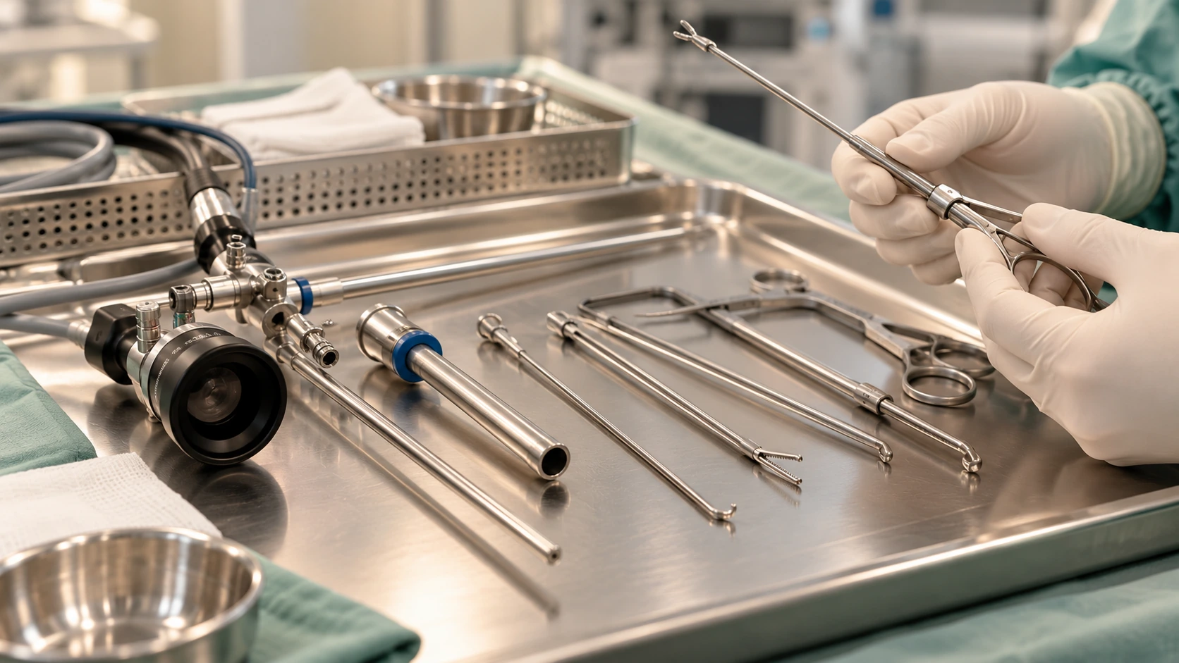 Instruments d’arthroscopie préparés pour une méniscectomie