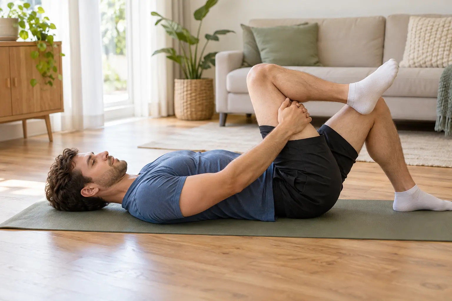 Exercice d’étirement de la hanche pour soulager un syndrome du piriforme