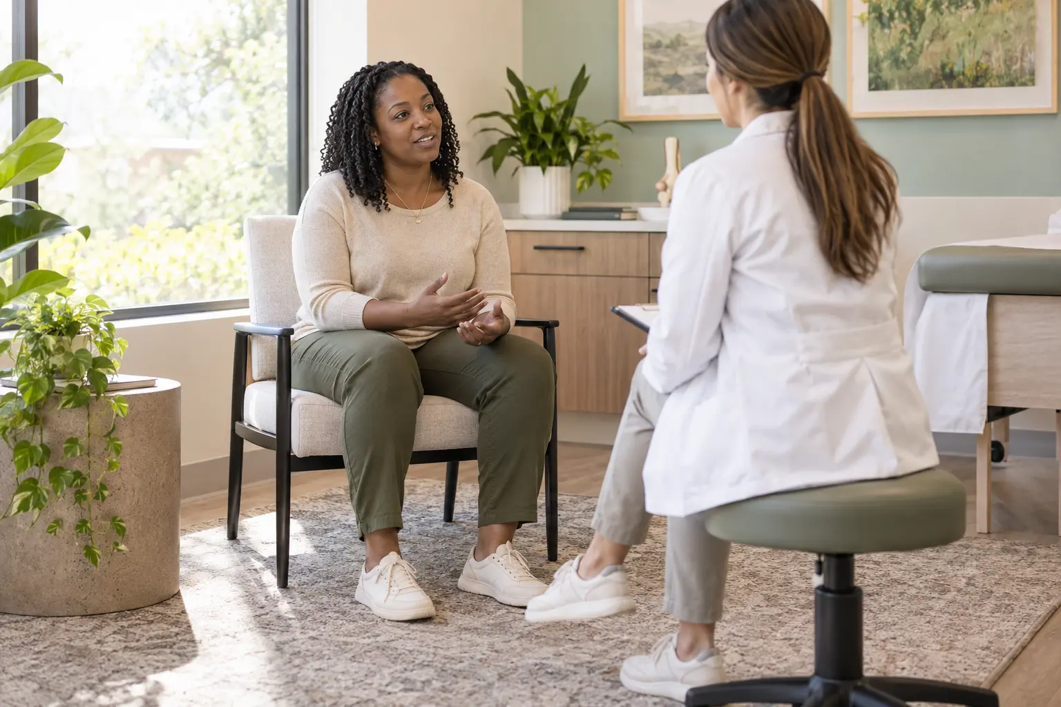 Consultation personnalisée pour une tendinopathie des adducteurs.